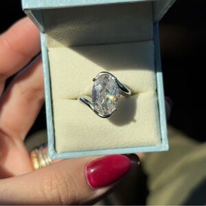 8ct Oval cut CZ bypass stainless steel promise or engagement ring